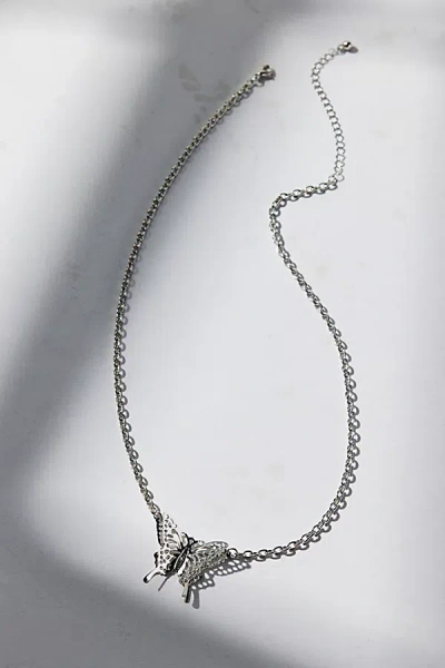 Urban Outfitters Marisol Butterfly Pendant Necklace In Silver, Women's At  In Metallic