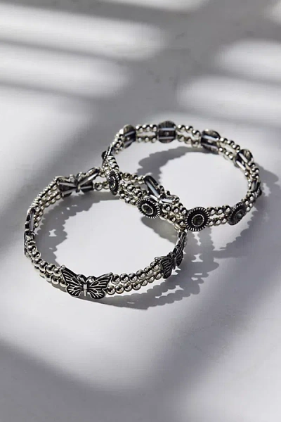 Urban Outfitters Marisol Butterfly Stretchy Bracelet Set In Silver, Women's At