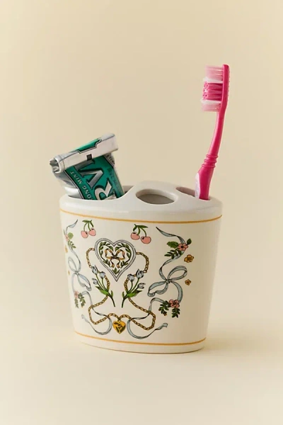 Urban Outfitters Mariya Ceramic Toothbrush Holder In Ivory Combo At  In Multi