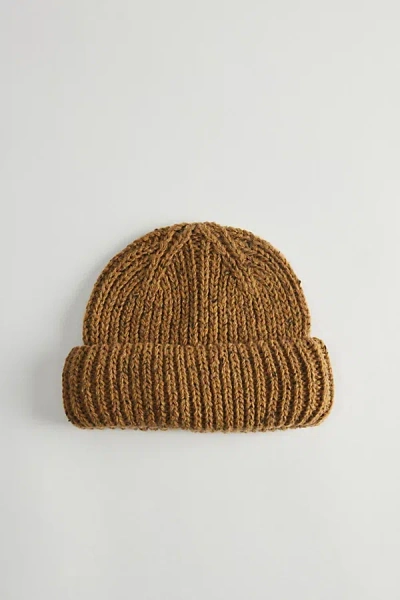 Urban Outfitters Marled Wool Short Roll Ribbed Knit Beanie In Gold, Men's At  In Gold