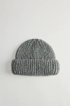 Urban Outfitters Marled Wool Short Roll Ribbed Knit Beanie In Light Grey, Men's At