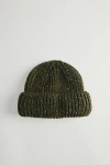 Urban Outfitters Marled Wool Short Roll Ribbed Knit Beanie In Olive, Men's At