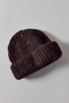 Urban Outfitters Marled Wool Short Roll Ribbed Knit Beanie In Chocolate, Men's At  In Brown
