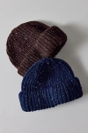 Urban Outfitters Marled Wool Short Roll Ribbed Knit Beanie In Navy, Men's At  In Blue