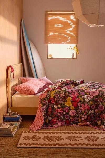 Urban Outfitters Marti Floral Reversible Lightweight Cotton Quilt In Pink At