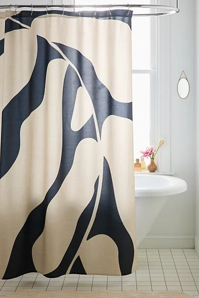 Urban Outfitters Matisse Leaf Patterned Shower Curtain In Black/white At
