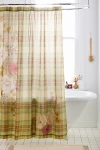 Urban Outfitters Maud Floral Plaid Patterned Shower Curtain In Green Plaid At  In Green