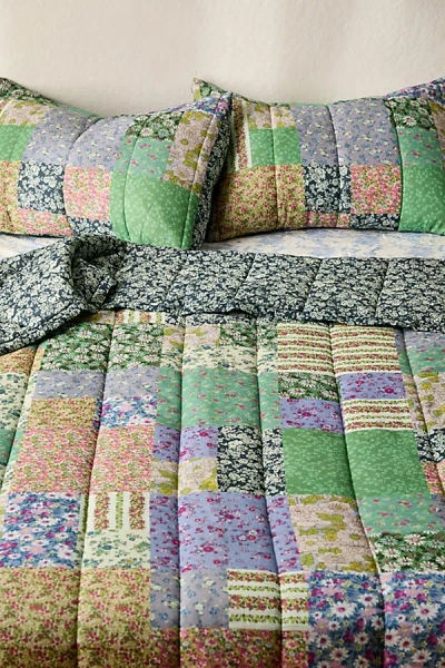 Urban Outfitters Meadow Patchwork Floral Quilt In Green At