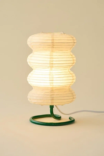 Urban Outfitters Melanie Paper Lantern Table Lamp In Ivory Shade With Green Base At  In White