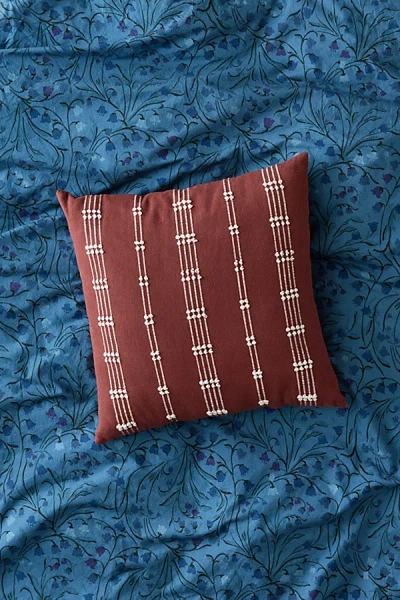 Urban Outfitters Mellie Boho Textured Throw Pillow In Brown At  In Burgundy