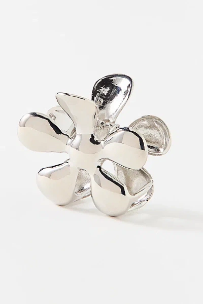 Urban Outfitters Mellodie Metal Flower Claw Clip In Silver, Women's At  In Metallic