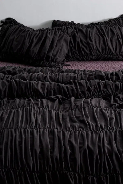 Urban Outfitters Melody Cinched Core Duvet Cover In Charcoal At  In Black