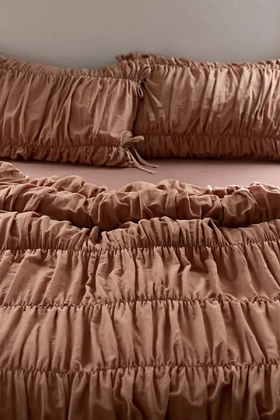 Urban Outfitters Melody Cinched Core Duvet Cover In Mocha Mousse At  In Brown