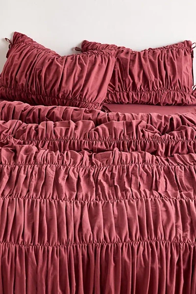 Urban Outfitters Melody Cinched Core Duvet Cover In Oxblood Red At