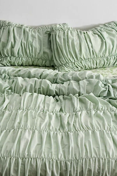 Urban Outfitters Melody Cinched Core Duvet Cover In Sage At