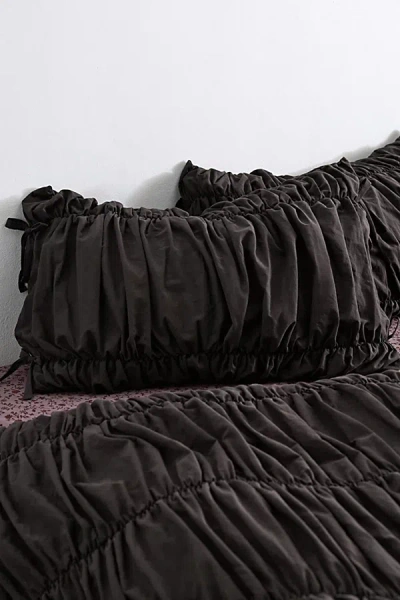 Urban Outfitters Melody Cinched Core Sham Set In Charcoal At  In Black