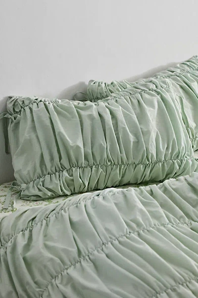 Urban Outfitters Melody Cinched Core Sham Set In Sage At