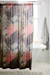 Urban Outfitters Melody Femme Patchwork Patterned Shower Curtain In Dark Ground At  In Black