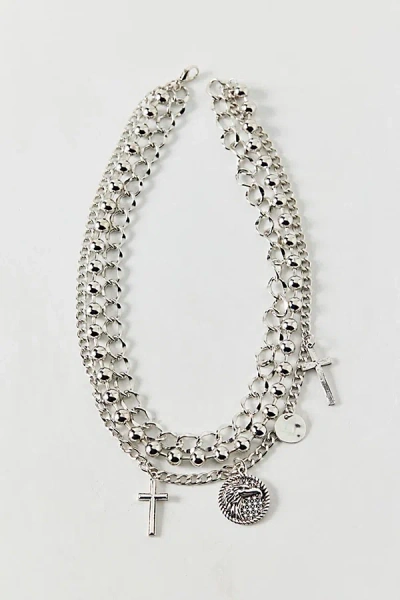 Urban Outfitters Memphis Ball Bead Layered Necklace In Silver, Men's At