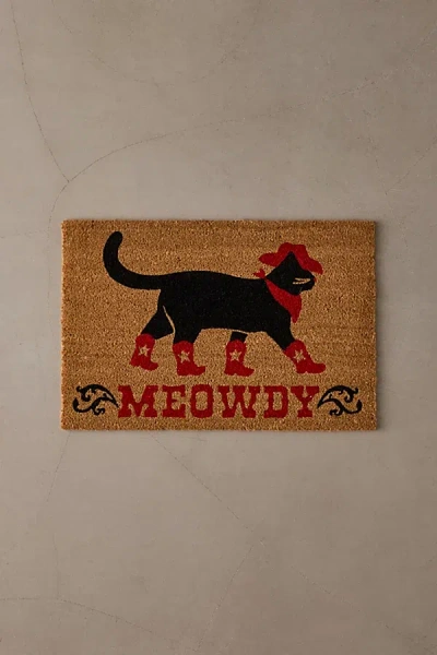 Urban Outfitters Meowdy Western Cat Textural Coir Doormat In Brown At
