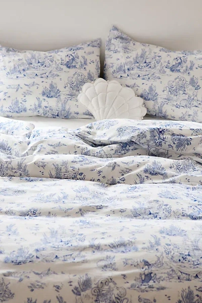 Urban Outfitters Mermaid Toile Patterned Duvet Set In Blue At
