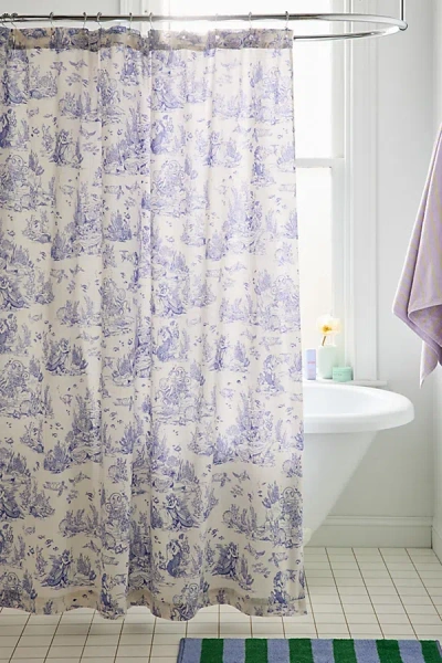 Urban Outfitters Mermaid Toile Patterned Shower Curtain In Blue At