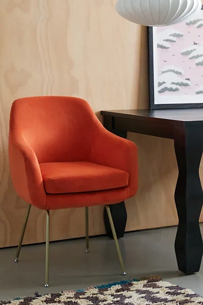 Urban Outfitters Merritt Upholstered Velvet Dining Chair In Burnt Orange At