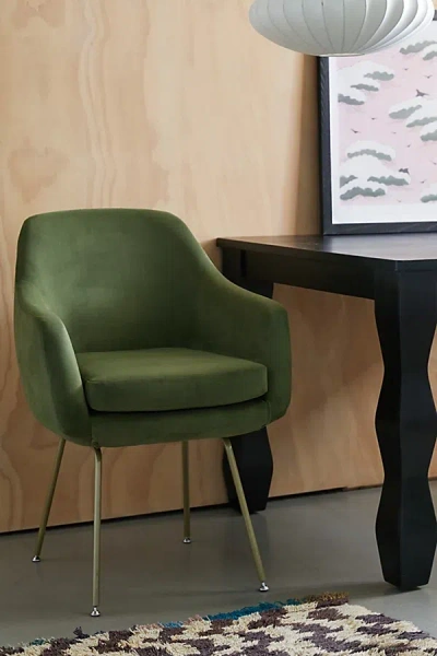 Urban Outfitters Merritt Upholstered Velvet Dining Chair In Dark Green At