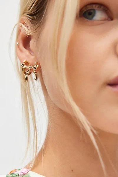 Urban Outfitters Metal Bow Earring In Gold, Women's At