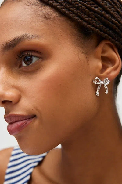 Urban Outfitters Metal Bow Earring In Silver, Women's At