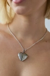 Urban Outfitters Metal Etched Heart Locket Necklace In Silver, Women's At  In Gold