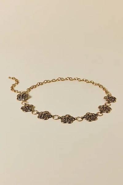 Urban Outfitters Metal Flower Chain Belt In Gold, Women's At