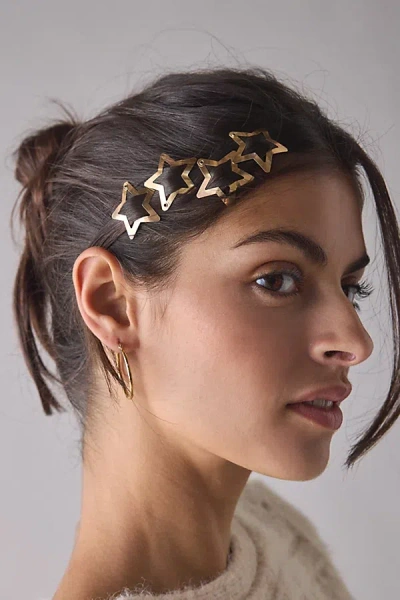 Urban Outfitters Metal Star Hair Clips Set In Gold, Women's At