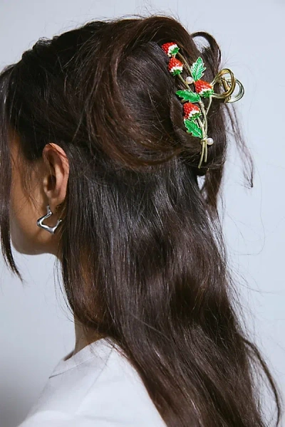 Urban Outfitters Metal Strawberry Claw Clip In Strawberry, Women's At  In Green