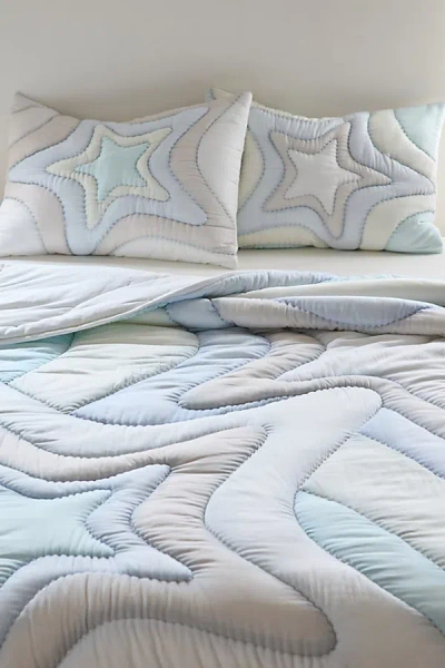 Urban Outfitters Mia Star Puff Comforter In Blue At