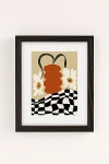 Urban Outfitters Miho Vintage Matisse Floral Check Art Print In Black Wood Frame At