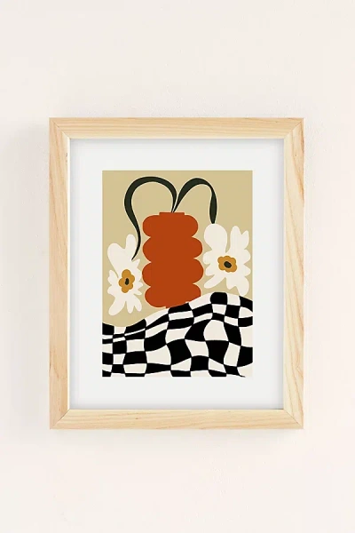 Urban Outfitters Miho Vintage Matisse Floral Check Art Print In Natural Wood Frame At  In Yellow