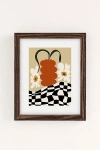 Urban Outfitters Miho Vintage Matisse Floral Check Art Print In Walnut Wood Frame At  In Brown
