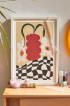 Urban Outfitters Miho Vintage Matisse Floral Check Art Print In White Matte Frame At