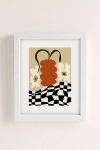 Urban Outfitters Miho Vintage Matisse Floral Check Art Print In White Wood Frame At  In Black