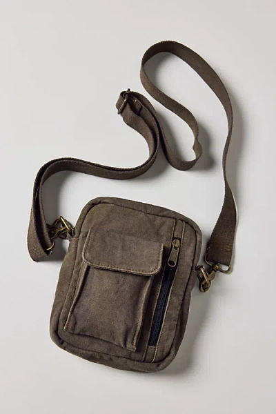 Urban Outfitters Mike Mini Canvas Crossbody Pouch In Olive, Men's At