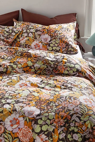 Urban Outfitters Mila Floral Duvet Set In Brown At