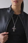 Urban Outfitters Milan Metal Pendant Necklace In Silver Gem Inset Cross, Women's At
