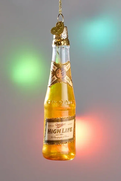 Urban Outfitters Miller High Life Bottle Glass Ornament In Assorted At  In Yellow
