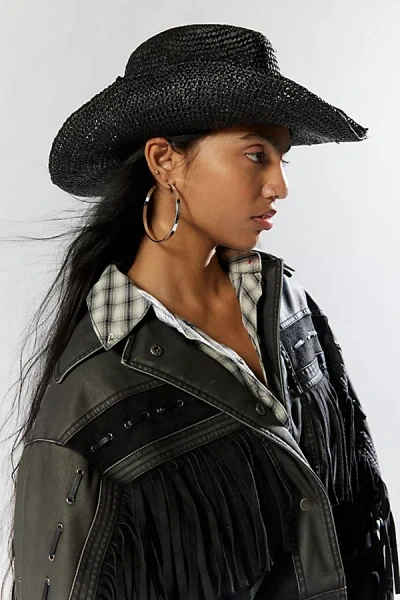 Urban Outfitters Millie Woven Raffia Cowboy Hat In Black, Women's At
