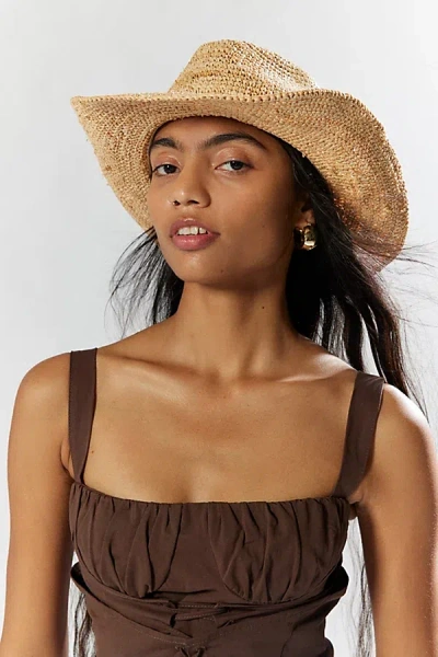 Urban Outfitters Millie Woven Raffia Cowboy Hat In Tan, Women's At
