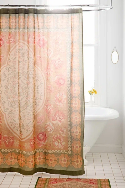 Urban Outfitters Minerva Floral Patterned Shower Curtain In Green At