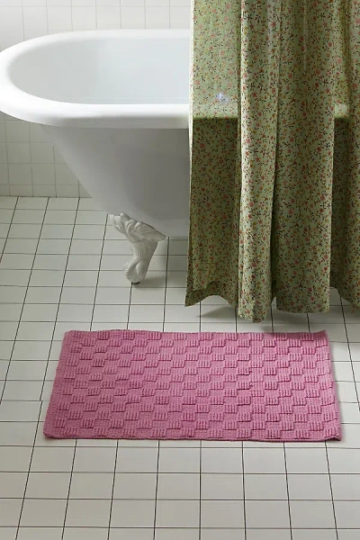 Urban Outfitters Mini Loops Check Bath Mat In Pink At