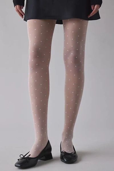 Urban Outfitters Mini Polka Dot Semi-sheer Tights In Ivory, Women's At  In White