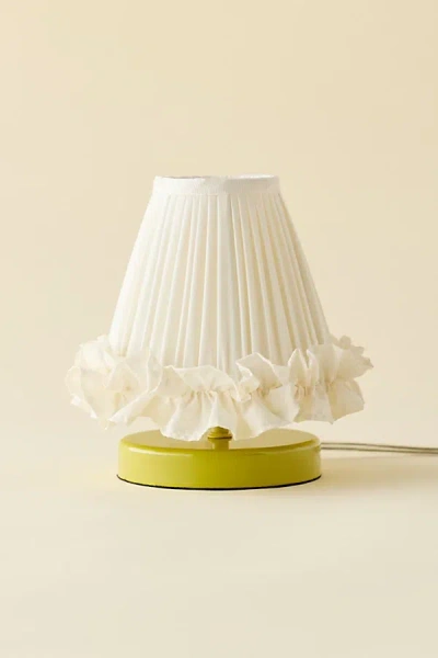 Urban Outfitters Mini Ruffled Table Lamp In Chartreuse At  In White